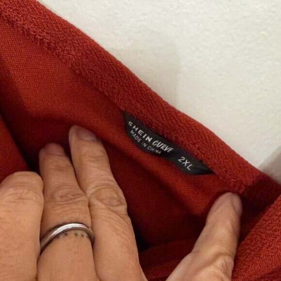 Brick Orange Shein Curve 2XL Boho Peasant Blouse - Picture 2 of 2